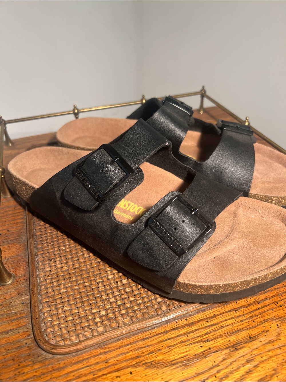Birkenstock Black Two-Strap Cork Footbed Sandals - Picture 4 of 5